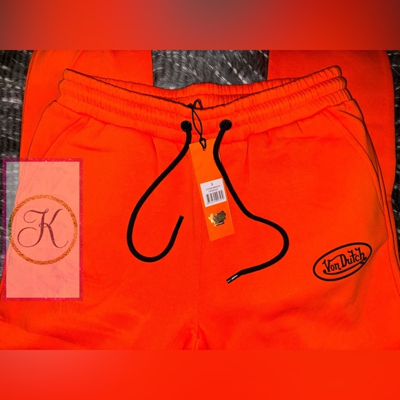 Von Dutch Orange & Black Logo Joggers π NWT π Authentic π Unisex - Picture 4 of 5
